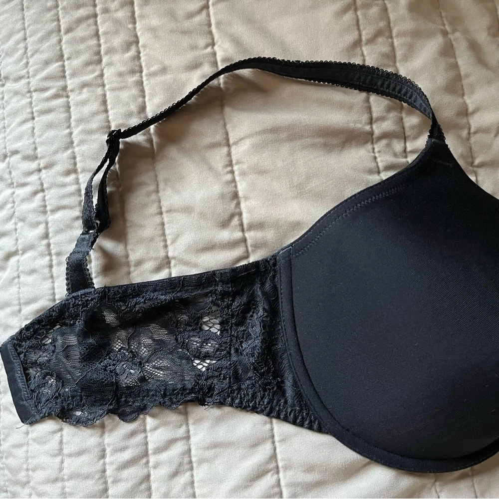 Wacoal French Garden Contour T-Shirt Black Lace Bra, #85340, Size 36DDD - Picture 3 of 6